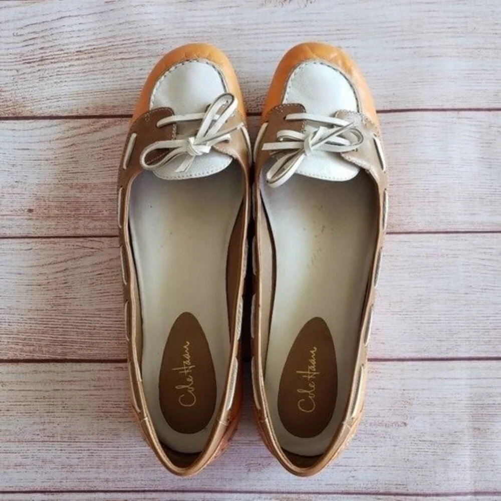Cole Haan Nike Air Women's Leather Loafers/Flats with Threaded Bow